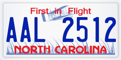 NC license plate AAL2512