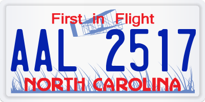 NC license plate AAL2517