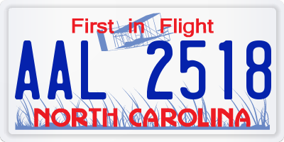 NC license plate AAL2518