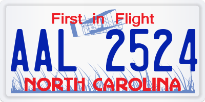NC license plate AAL2524