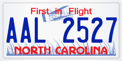 NC license plate AAL2527