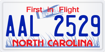 NC license plate AAL2529