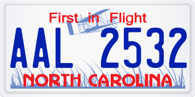 NC license plate AAL2532