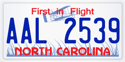 NC license plate AAL2539