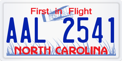 NC license plate AAL2541