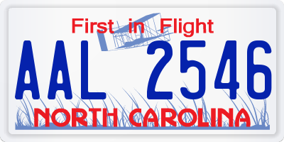 NC license plate AAL2546