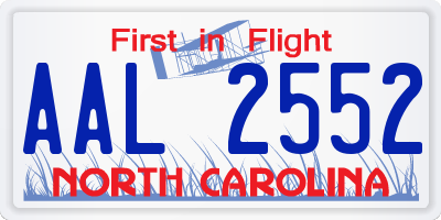 NC license plate AAL2552