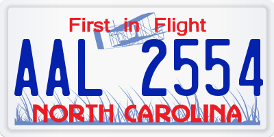 NC license plate AAL2554