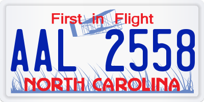 NC license plate AAL2558