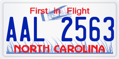 NC license plate AAL2563