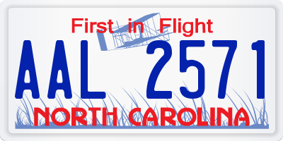NC license plate AAL2571