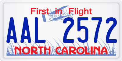 NC license plate AAL2572