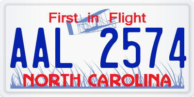 NC license plate AAL2574