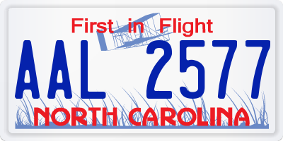 NC license plate AAL2577
