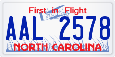 NC license plate AAL2578