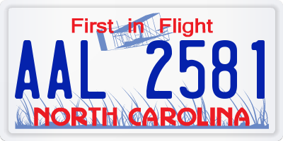 NC license plate AAL2581