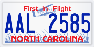 NC license plate AAL2585