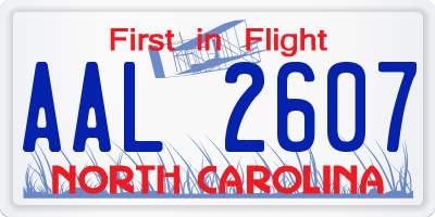 NC license plate AAL2607