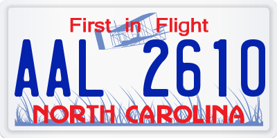 NC license plate AAL2610