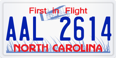 NC license plate AAL2614