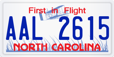 NC license plate AAL2615