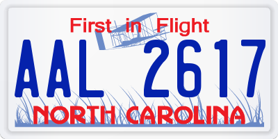 NC license plate AAL2617