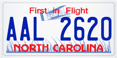 NC license plate AAL2620