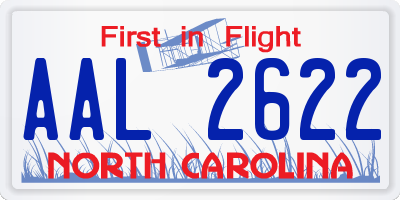 NC license plate AAL2622