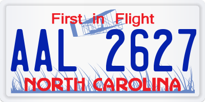 NC license plate AAL2627