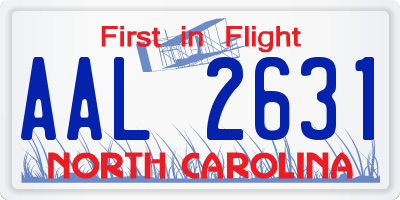 NC license plate AAL2631