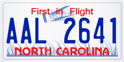 NC license plate AAL2641