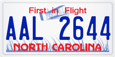 NC license plate AAL2644