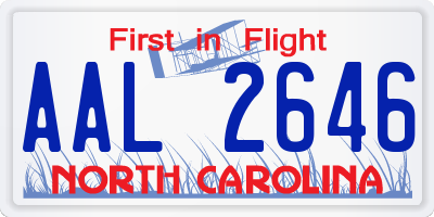 NC license plate AAL2646