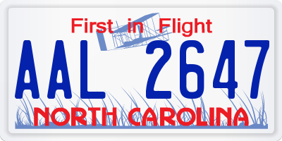 NC license plate AAL2647