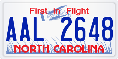 NC license plate AAL2648