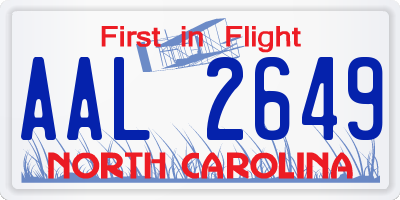 NC license plate AAL2649