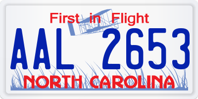 NC license plate AAL2653