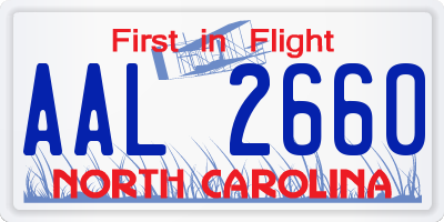 NC license plate AAL2660