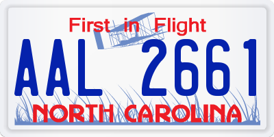 NC license plate AAL2661