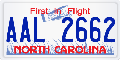 NC license plate AAL2662