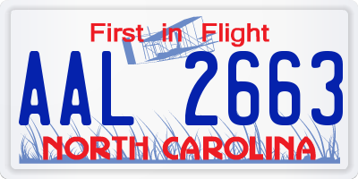 NC license plate AAL2663