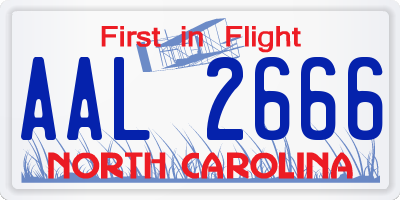 NC license plate AAL2666