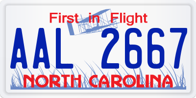 NC license plate AAL2667