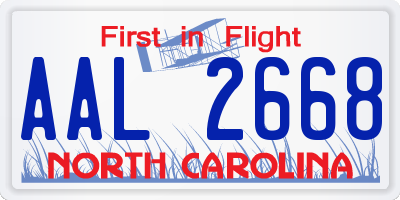 NC license plate AAL2668