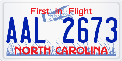 NC license plate AAL2673