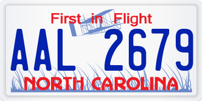 NC license plate AAL2679