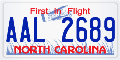 NC license plate AAL2689