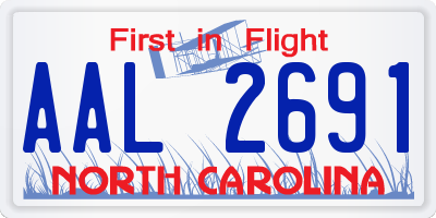 NC license plate AAL2691