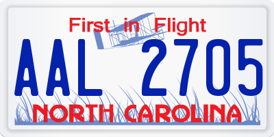 NC license plate AAL2705