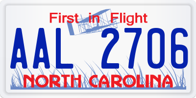 NC license plate AAL2706